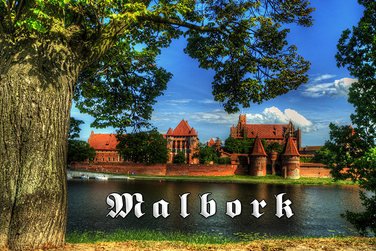 Malbork, Zamek Krzy�acki w Malborku, Nogat, Panorama Zamku w Malborku