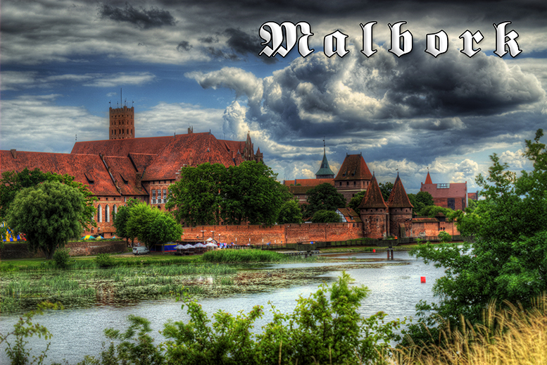 Malbork, Zamek Krzy�acki w Malborku, Nogat, Panorama Zamku w Malborku