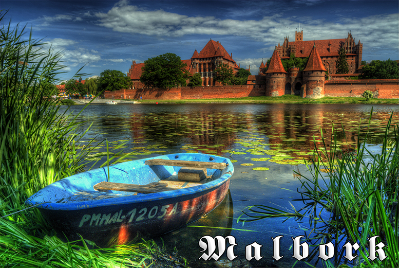 Malbork, Zamek Krzy�acki w Malborku, Nogat, Panorama Zamku w Malborku
