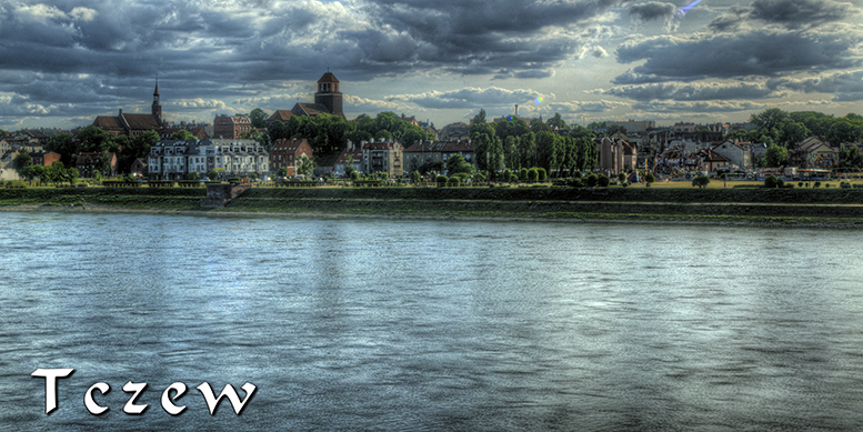 Tczew, Most Lisewski, Wisła w Tczewie, widok Tczewa od strony Wisły